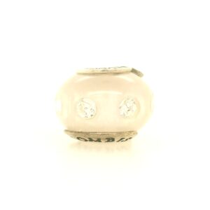 Sterling Silver White Glass Bead With Crystals