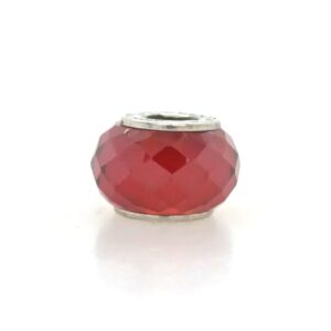 Sterling Silver Red Checkerboard Glass Bead