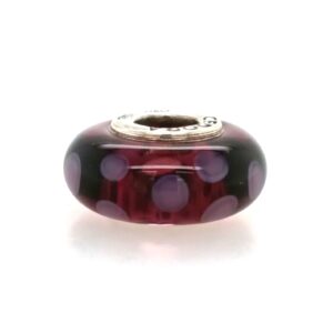 Sterling Silver Glass Purple Bead With Lavender Dots