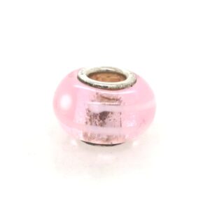 Sterling Silver Pink Glass Bead White Swirl
