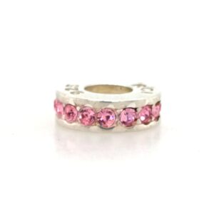 Sterling Silver Bead With Pink Crystals