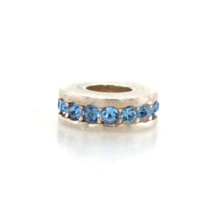 Sterling Silver Bead With Light Blue Crystals