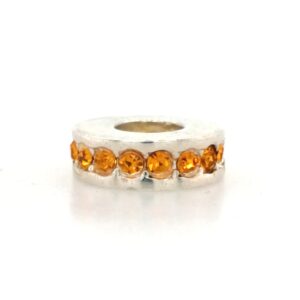 Sterling Silver Bead With Golden Crystals