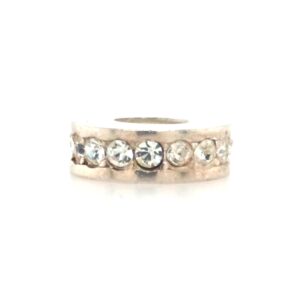 Sterling Silver Bead With Clear Crystals