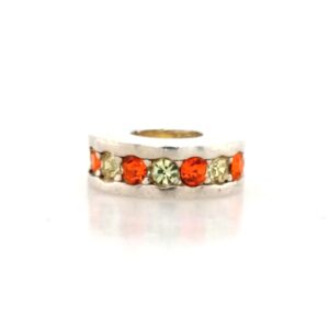 Sterling Silver Bead With Orange & Yellow Crystals
