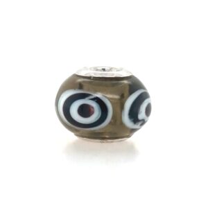 Sterling Silver Gray-Brown, Black & White Glass Bead