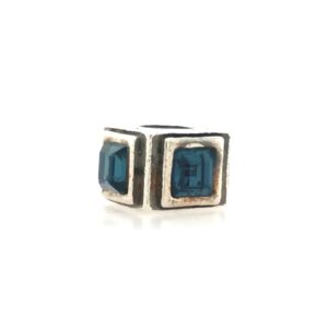 Sterling Silver Silver Bead With Blue Crystals