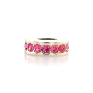 Sterling Silver Stopper Bead With Pink Crystals