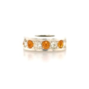 Sterling Silver Stopper Bead With Yellow & Clear Crystals