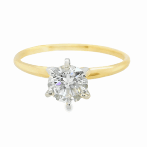 14 Karat Yellow Gold Solitaire Engagement Ring with Round Brilliant Natural Diamond, 0.81CTW