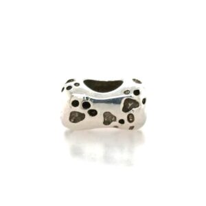 Sterling Silver Dog Bone With Paw Prints Bead
