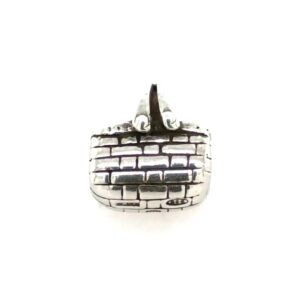 Sterling Silver Basket With Paw Prints Inside Bead