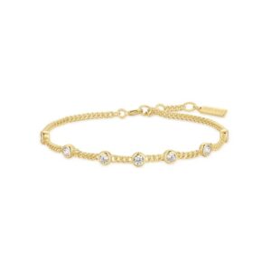 Sterling Silver 14K Y Gold Plated Cubic Zirconia Bracelet Sterling Silver 14K Y Gold Plated Cubic Zirconia Bracelet