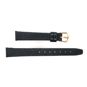12R Black Leather Lizard Grain Watch Band 12R Black Leather Lizard Grain Watch Band