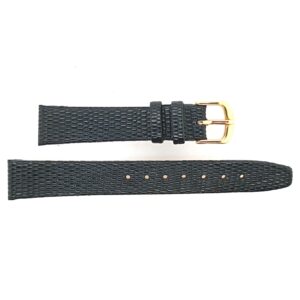14R Black Leather Lizard Grain Watch Band 14R Black Leather Lizard Grain Watch Band