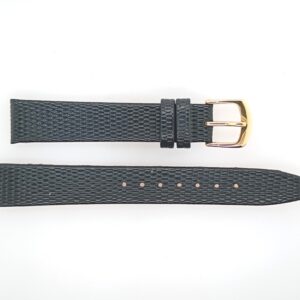 16R Black Leather Lizard Grain Watch Band