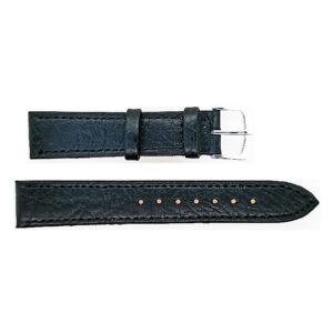 18R Black Italian Leather Stitched Watch Band