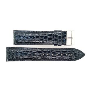 22R Black Genuine Leather Alligator Grain Watch Band
