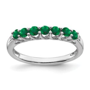 Sterling Silver, Lab Created Emerald and Diamond Ring Size 7 Sterling Silver, Lab Created Emerald and Diamond Ring Size 7