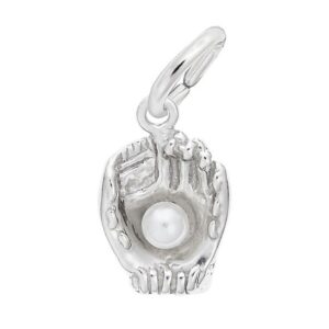 Sterling Silver Baseball Glove With Pearl