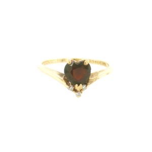 10K Y Heart Shaped Garnet And Diamond Ring 10K Y Heart Shaped Garnet And Diamond Ring