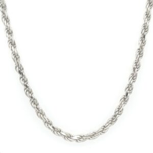 Sterling Silver, Platinum Plated Rope Chain 2.3mm, Length 22″