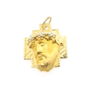14K Y Cross With Face Of Jesus Diamond Pendant 14K Y Cross With Face Of Jesus Diamond Pendant