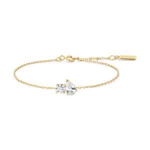 Sterling Silver 14K Y Plated 2 CZ Bracelet Sterling Silver 14K Y Plated 2 CZ Bracelet