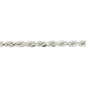 Sterling Silver Platinum Plated 2.3mm Rope Bracelet 7.5″