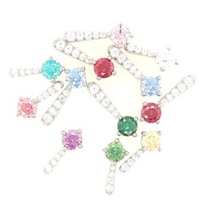 Sterling Silver Swarovski CZ Pendant Teal & 5 Clear