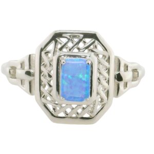 Sterling Silver ring with Lab Created Blue Opal size 9 Sterling Silver ring with Lab Created Blue Opal size 9
