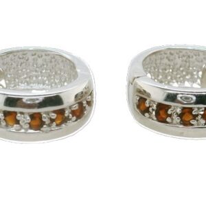 Sterling Silver and Garnet Huggie Hoop Earrings Sterling Silver and Garnet Huggie Hoop Earrings