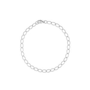 Sterling Silver Charm Bracelet Oval Elongated Link 8″