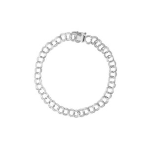 Sterling Silver Double Curb Link Charm Bracelet 8″