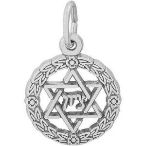 Sterling Silver Star of David Wreath Charm