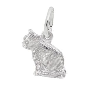 Sterling Silver Rhodium Plated Cat Charm Sterling Silver Rhodium Plated Cat Charm