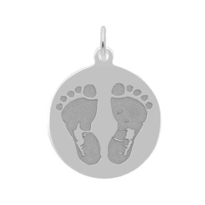 Sterling Silver Baby Feet Disc Charm Sterling Silver Baby Feet Disc Charm