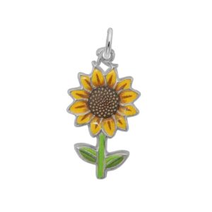 Sterling Silver Painted Sunflower Charm Sterling Silver Painted Sunflower Charm