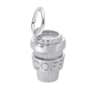 Sterling Silver Rhodium Plated Coffee Cup Charm Sterling Silver Rhodium Plated Coffee Cup Charm