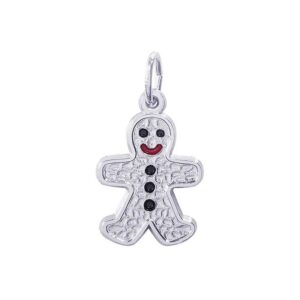Sterling Silver Painted Gingerbread Man Charm Sterling Silver Painted Gingerbread Man Charm