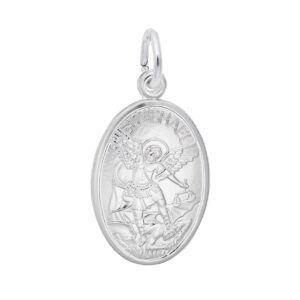 Sterling Silver St. Michael Oval Disc Charm