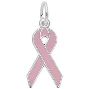 Sterling Silver Breast Cancer Awareness Pink Ribbon Charm Sterling Silver Breast Cancer Awareness Pink Ribbon Charm