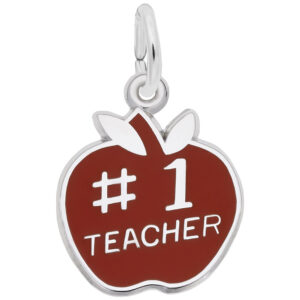 Sterling Silver Number One Teacher Apple Charm Sterling Silver Number One Teacher Apple Charm