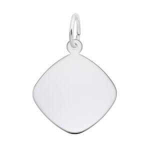 Sterling Silver Diamond Faceted Engravable Disc Charm Sterling Silver Diamond Faceted Engravable Disc Charm