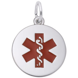 Sterling Silver Red Medical Symbol Charm