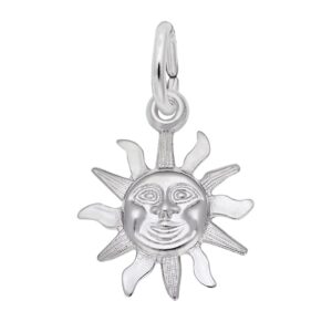Sterling Silver Rhodium Plated Sun Charm Sterling Silver Rhodium Plated Sun Charm