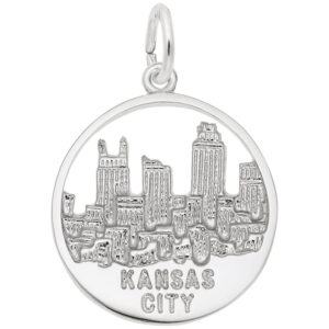 Sterling Silver Kansas City Skyline Open Disc Charm Sterling Silver Kansas City Skyline Open Disc Charm
