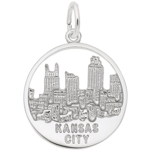 Sterling Silver Kansas City Skyline Open Disc Charm