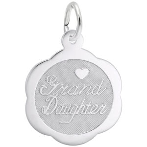 Sterling Silver Granddaughter Scalloped Disc Charm Sterling Silver Granddaughter Scalloped Disc Charm