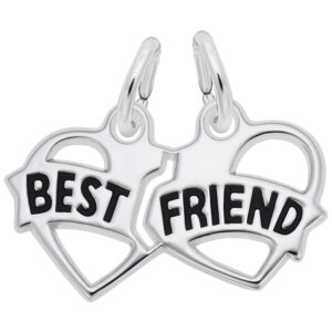Sterling Silver Best Friend Hearts Charm Sterling Silver Best Friend Hearts Charm
